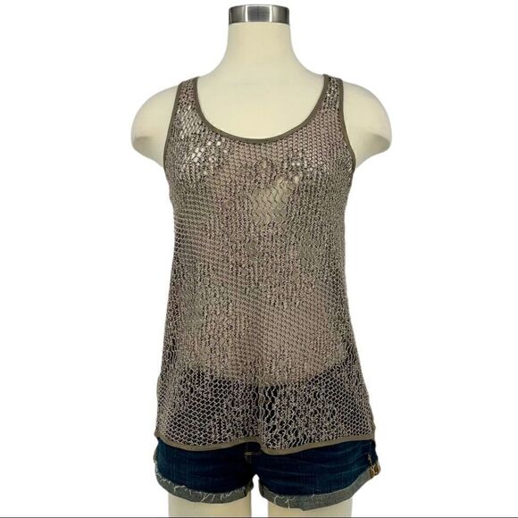 NWOT THE LIMITED Metallic Crochet Tank Top - Picture 1 of 10